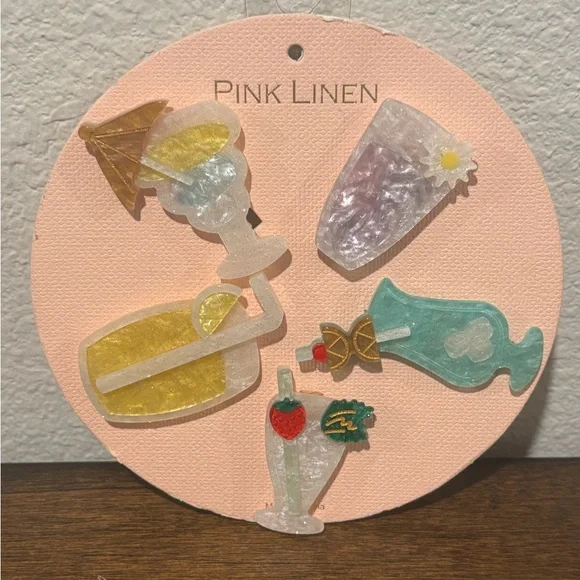 Pink Linen Vibrant Cocktail Hair Clip Set - Picture 1 of 3